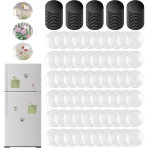 120 Pcs Round Craft Magnets Set with Adhesive Backing & Transparent Clear Glass Cabochons for DIY Crafts, Fridge & Refrigerator Decoration (1 Inch)