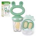 Haakaa Baby Fruit Food Feeder & Mini Freezer Nibble Tray Combo, Breastmilk Popsicle Molds for Cooling Relief, BPA Free Silicone Feeder for Safe Infant Self Feeding, 4 Month+ (Pea Green)