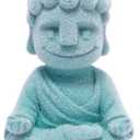 2 x Hodao Calming Yoga Buddha Statue - Meditation Desk Decor for Office Table, Zen Home Room Table Sculpture Decoration, Mindfulness Gifts for Yoga Lovers, Serene Shelf & Bookshelf Accent (Blue-2)