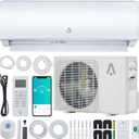 IDEALHOUSE Mini Split AC with Heating System, 21 SEER 208/230V Split AC Unit Cools Up to 400 Sq. Ft, 9000 BTU, Wifi Enabled Mini Split Heating and Cooling Compatible with Alexa, Installation Kit (White)