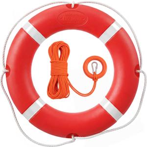 23''-28'' Life Preserver Ring with 98.4ft Floating Lifesaving Rope, Throwable Flotation Device, Lifebuoy Set, Pool Safety Float, for Buoy and Swimming Decoration, Boat Safety Equipment
