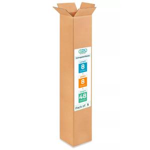 Tall Moving & Shipping Boxes 8 x 8 x 48 inches (5-Pack) - Extra Strength 200 lb vs Regular - USA-Made Corrugated Durable Moving Boxes - Packing and Moving Box for Delivery by IDL Packaging