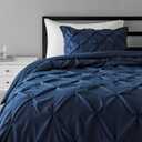 2-Piece All-Season Down-Alternative Comforter Bedding Set, Pinch Pleat Design with Piped Edges, Twin/Twin XL, Navy Blue
