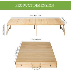 Foldable Boho Wooden Picnic Table, No Assembly Required Portable Outdoor Indoor Low Picnic Table for Floor Seating, Beach, Camping, BBQ, Backyard, 80" x 30", Seats 8-10 People