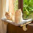 Zuvmi Oversized Cat Window Perch, 31.5 x 14.96 in, Cat Window Hammock with Plush Bolster for Large Felines and Multi Felines, Adjustable Cats Bed for Windowsill, Bedside, Cabinet & Drawer (Gray)