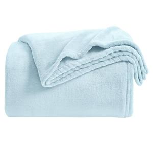 KMUSET Fleece Blanket Mist Blue Lightweight Super Soft Cozy Fuzzy Bed Blankets Microfiber Factory Shop