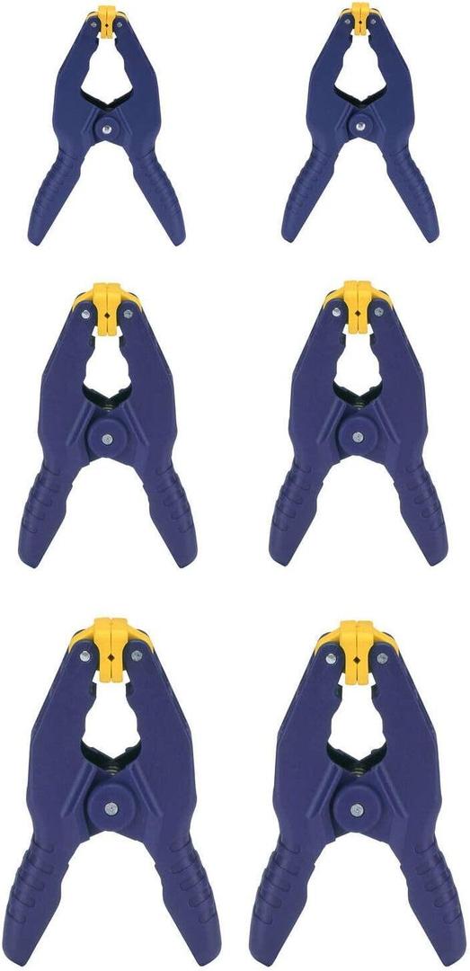 IRWIN QUICK-GRIP Spring Clamps for Woodworking, Multiple Sizes 1", 2" and 3/4", 6 Pack (IRHT83241)