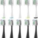 Replacement Brush Heads for AquaSonic Duo Series & Home Dental Center Sonic Electric Toothbrush, 10 Count with Travel Covers, Black and White