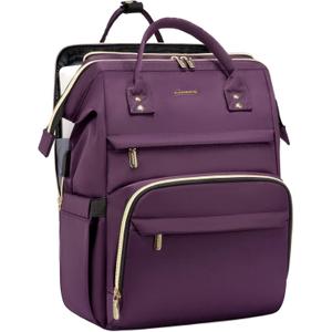 LOVEVOOK 17.3 Inch Laptop Backpack, Large Travel Backpack for Women, Water Resistant Teacher Backpack with Laptop Compartment, Professional Business Work bags with Charger, Dark Purple