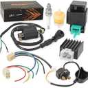 Ignition Coil＆5 Pin AC CDI Box＆Voltage Regulator Rectifier＆Solenoid Relay&Spark Plug＆Fuel Filter Kit for Kazuma Meerkat 50cc Falcon 70cc 90cc 110cc Taotao Roketa Coolster 110CC ATV 3050B