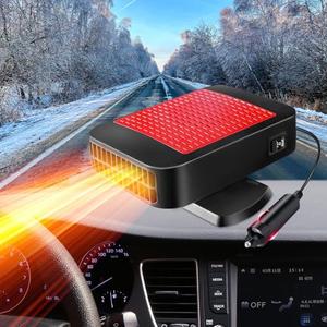 12V Car Heater,200W Portable Windshield Defogger and Defroster,Portable Car Heater for Vehicle, Portable Heater for Car, 360° Rotatable Car Defroster Windshield Heater (Red)