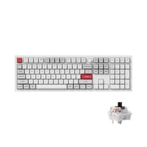 Keychron Q6 Pro Full-Size Bluetooth Custom Mechanical Keyboard for Mac Windows Linux, Full Aluminum QMK/VIA Programmable Knob KSA Double-Shot PBT Keycap Hot-Swappable K Pro Brown Switch-White