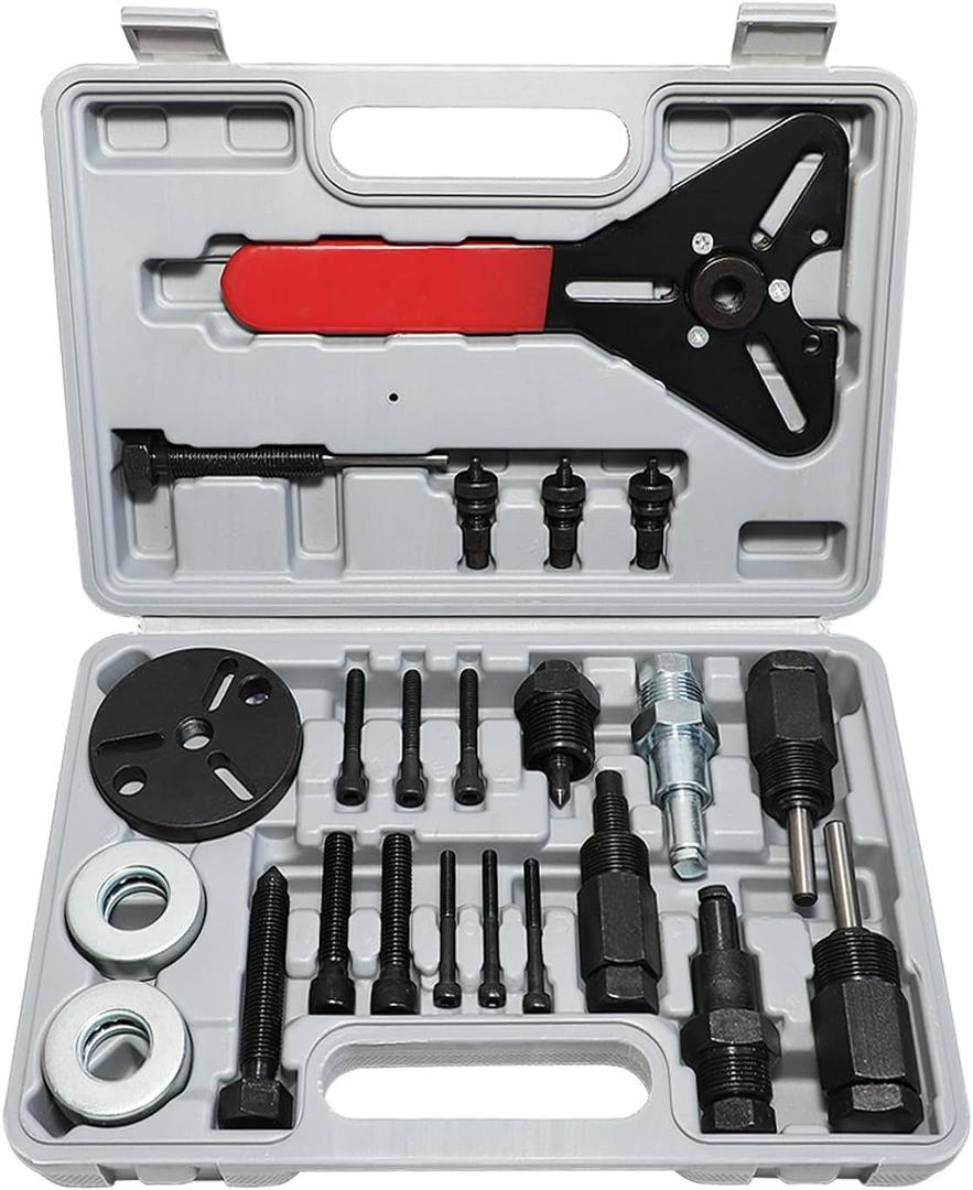 Air Conditioner Clutch Holding Tool Set A/C Compressor Clutch Remove Install Kit Compatible with GM Chevy Chrysler Subaru Volvo for 510 508 507 709 32C 25C 17C not fit F150 with F10 Compressor