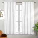 BGment White Short Room Darkening Curtains for Bedroom - 38 x 45 Inch Curtains Rod Pocket and Back Tab Thermal Insulated Blackout Window Drapes for Living Room, Set of 2 Panels, Pure White