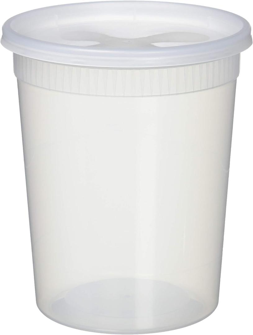 YW 32oz Plastic Soup/Food Container with lids (Pack of 25)