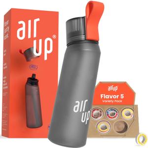 Air Up® Water Bottle 22oz For School Sports Gym Includes 5 Scent Pods & Straw Flavored Bottle In Grey Also For Kids Boys Girls No Calories Sugar-Free And Suitable For Carbonation