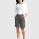 G Gradual Women's Bermuda Shorts with Pockets 11" Knee Length Stretch Comfy Drawstring Long Shorts for Women Summer Walking