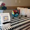 3pcs Black White Checkered Tablecloths Halloween, Rectangle Plastic Gingham Table Cover 54x108in Halloween Decor Harlequin Collection Wonderland Tea Party Supplies for Camping Picnic Birthday Party