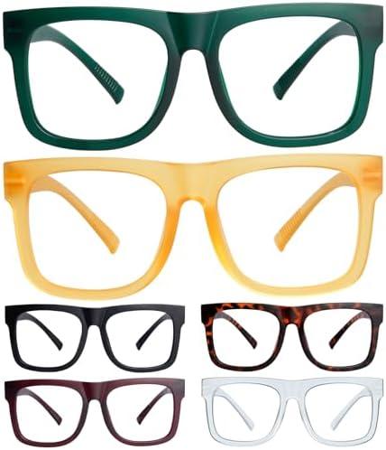 Eyekepper 6 Pack Metalless Screwless Spring Hinges Reading Glasses Women Men Readers Oversized Cheaters Eyeglasses +3.75