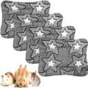Haull 4 Pcs Waterproof Guinea Pig Bedding Winter Guinea Pig Bed Plush Cage Liners Soft Dog Cat Mat Reversible Winter Cozy Animal Pee Pad Hamster Bed Mat for Bunny(Gray Star,13 x 10 Inch)