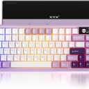 XVX K75 Pro 75% Gaming Keyboard,Aluminum Wireless Mechanical Keyboard with Display,BT/2.4G/Wired Hot Swap Pre-lubed Creamy Switch,TKL Gasket Mounted RGB, for Mac/Win, Purple