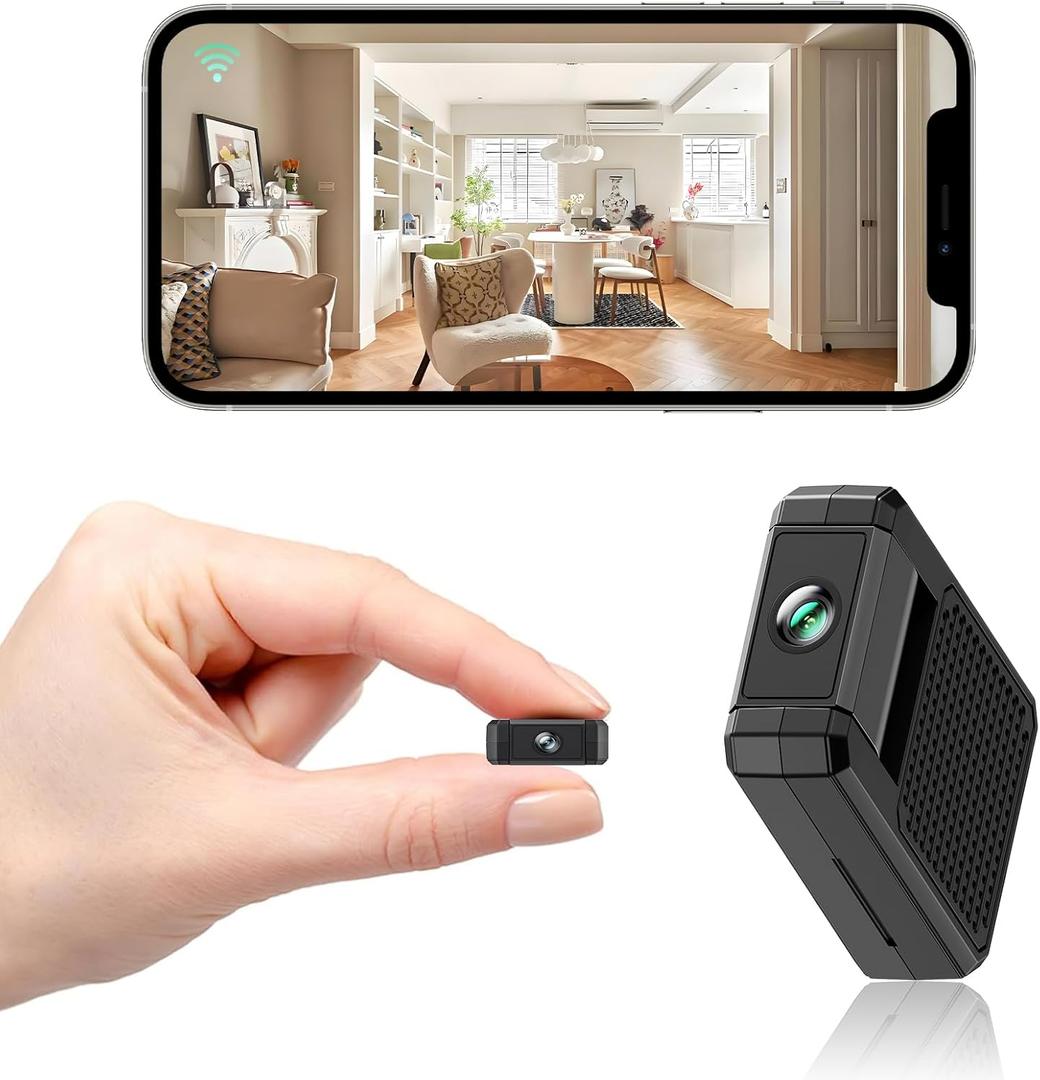 2026 Mini Wireless Security Camera Only 0.9 Inch Small Home WIFI 1080P HD Micro Nanny Cam with Motion Detection, Wide Angle, Cloud & SD Storage, Night Vision, Portable Tiny Cameras for Home Indoor Outdoor (black)