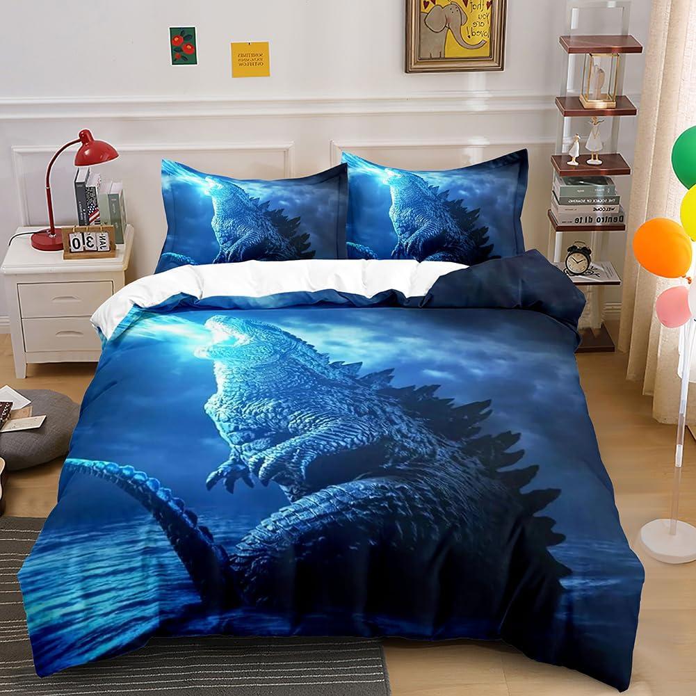 Duvet Cover Set Queen King Size Dinosaur Comforter Cover Bedding Set 3D Print for Kinds Men Home Deco 1 Piece Quilt Cover 2 Pieces Pillow Shames No Comforter (Dino36, Full/Queen)
