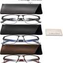 Lcbestbro 3 Pack Blue light Blocking Reading Glasses for Men, Stylish Metal Frame Readers