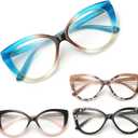 4PC Cat Eye Reading Glasses for Women Blue Light Flexible Spring Hinges.Anti-glare Readers Fashion Reading Glasses for Women 1.5