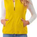 Fuinloth Women's Fleece Vest, Polar Soft Sleeveless Classic Fit with Zip up Pockets (Yellow, XXL)