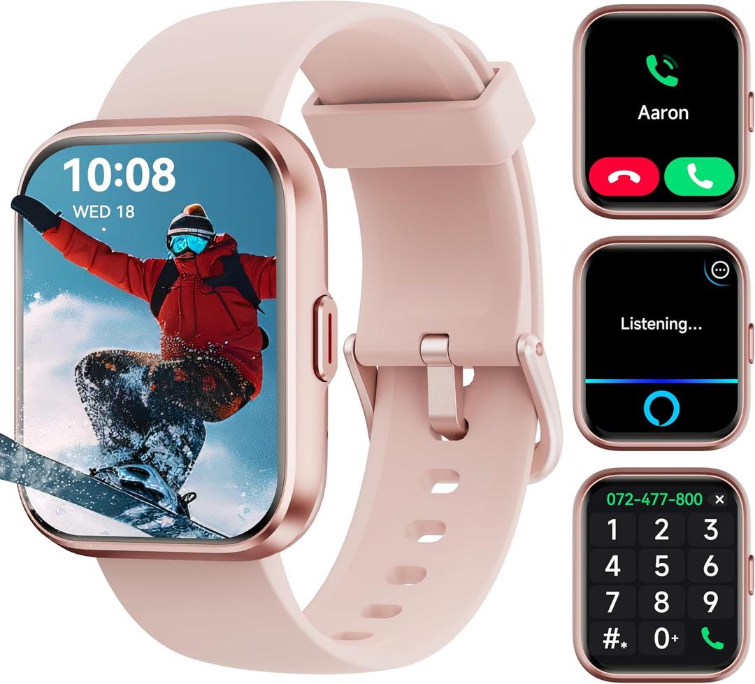 WMK Smart Watches for Women Men (Answer/Make Calls) Compatible iOS Android Phones, HD Screen Fitness Tracker Smartwatches Heart Rate SpO2/Sleep/Stress Monitor 110+ Sports Tracker Watch Waterproof