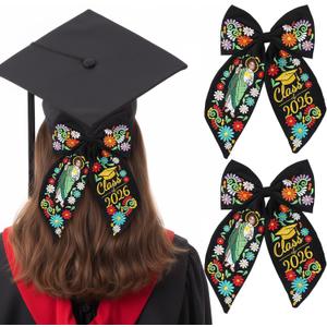 2 x Norme 2 Pcs Mexican Graduation Bow DIY Graduation Cap Decoration Religious Hair Clips Class of 2026 Bowknot Congrat Grad Alligator Clips Hair Accessories for Catholic Grad Gift DIY Caps