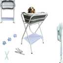 Collapsible Elevated Pet Bathtub, Foldable Washing Station for Small to Medium Dogs and Cats, Portable Pet Shower and Grooming Stand for Indoor and Outdoor Use