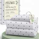 LANE LINEN 100% Organic Cotton Twin XL Sheets Set 3-Piece Pure Percale Bedsheets Bedding Breathable Fits Mattress Upto 15" Deep - Black Polka Dot