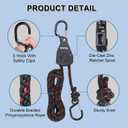 2PCS Kayak Rope Tie Down Ratchet Straps 3/8" 12' Bow and Stern Tie Down Kayak with Safety S Hook Heavy Duty Ratchet Rope Kayaks and Canoe Accessories Black