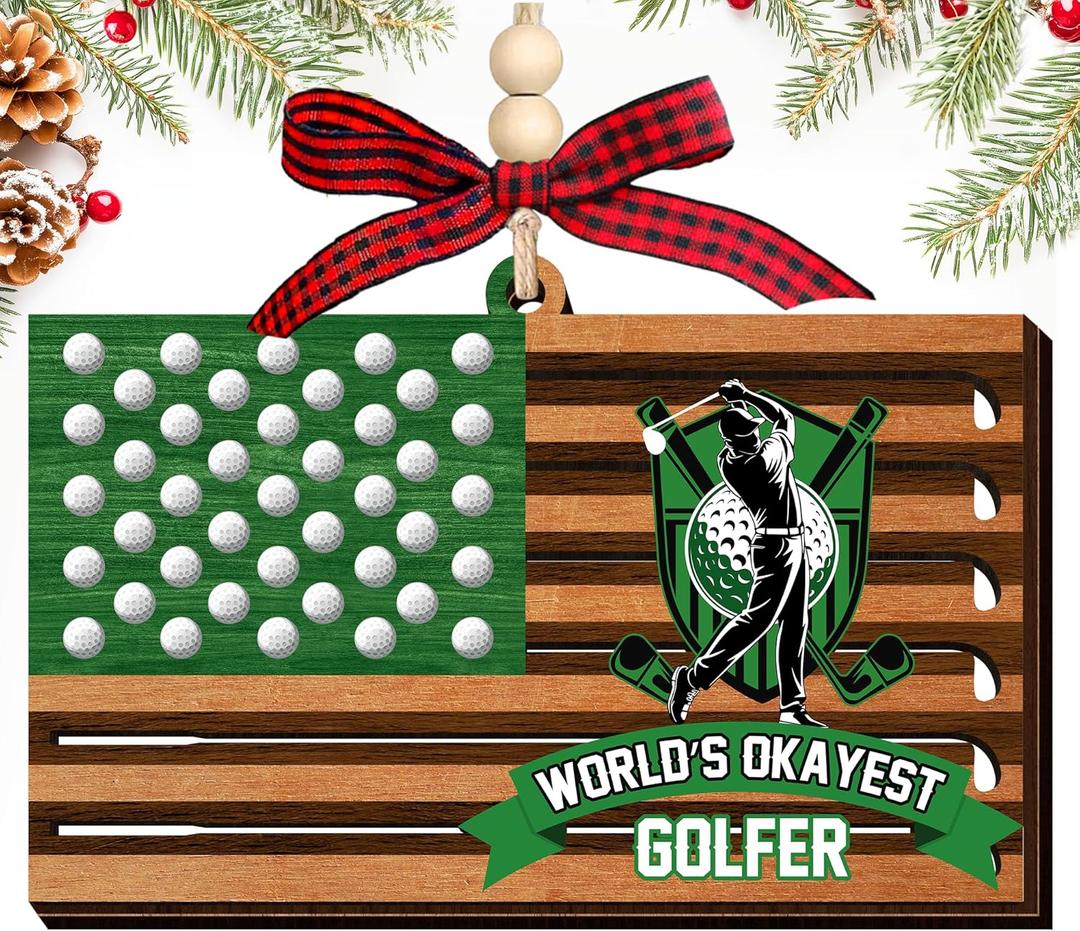 3 x HEXMOZ Golf Christmas Ornaments 2025 - Christmas Golf Gifts for Men - Golfing Gifts for Golfers, Players, Fans - Cool Sports Present Ideas, Holiday Tree Decorations - Xmas Ornaments