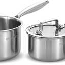 DELARLO Sauce Pan, Oven Broiler Safe 600,Tri-Ply Stainless Steel Saucepan Set, 1.0QT, 2.5QT Sauce Pot, Cookware Sets for Induction Cooktop