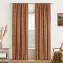 Terracotta Boho Blackout Curtains 84 Inch Long for Bedroom Living Room, Rust Burnt Orange Floral Decorative Patterned Drapes, Rustic Western Farmhouse Black Out Window Panels, Set of 2