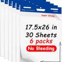 6 Pack 17.5 in x 26 in Sticky Easel Pads White, 30 Sheets/Pad,Chart Paper for Teachers Self Stick Easel Paper for Walls, Windows, White Board