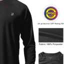 Roadbox Mens UPF 50+ UV Sun Protection Shirts Outdoor Long Sleeve SPF Rash Guard for Fishing Hiking Swimming Running (Black, L)