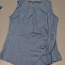 BLENCOT Women's Casual Sleeveless Twist Knotted Front Summer Tops Mock Turtleneck Asymmetrical Hem Y2K Top (Blue, S)