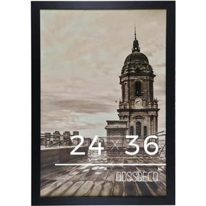 QDSSDECO 24x36 Poster Frame Black Wood Frame with Plexiglass Horizontal and Vertical Formats Hanging on the Wall Display Picture, Set of 1