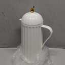 WOLFF 1 Liter White Bird Thermal Coffee Carafe, Plastic Exterior with Glass Lining Insulated Beverage Dispenser for Hot and Cold Drinks, Thermos Bottle for Tea, Water Pitcher - White, 34floz/1L