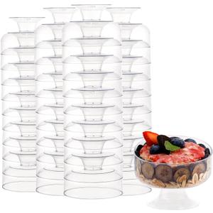 supernal 7oz Clear Dessert Cups,60 Pack Plastic Dessert Cups Serves 60 Guests,Ice Cream Cups Disposable,Clear Plastic Appetizer Cups Peferct for Desserts Cocktails Fruit Parfait Trifle Mousse Pudding