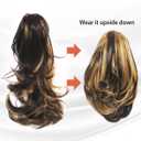 Short Claw Clip Ponytail Extension Drawstring Curly Fake Faux Jaw Balayage Hairpiece Hair Piece Wavy High Pony Tails Synthetic Heat Friendly Fiber for Women Girls Kids (12 Inch, 4/27)