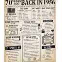 Trgowaul 70th Birthday Decorations Women Men, Vintage Back in 1956 Birthday Poster Acrylic Table Sign with Stand, 70th Anniversary Decor Gifts for Men, Vintage 70 Year Old Party Supplies Decorations