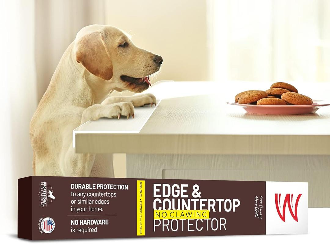 CLAWGUARD Edge & Countertop Protector  35.5x2.25 in. Clear Plexiglass Dog Scratch Shield  Anti Scratch Furniture & Counter Guard for Pets