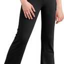Haloumoning Girls Flare Leggings Kids Casual High Waisted Stretchy Wide Leg Pants Bell Bottoms 5-14 Years, 130