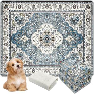 Washable Pee Pads for Dogs, (2 Pack, 36"x42") Upgrade Reusable Puppy Pads with Non-Slip Rug Pad, Super Thickening Absorbent Leakproof Dog Traning Pads Whelping Pad for Dogs, Doggie(Blue-1)