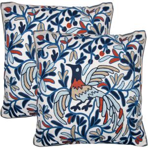 2 x Embroidered Pillow Covers 18x18 Inch Decorative Throw Pillow Covers Couch Pillow Covers for Living Room Sofa Bed (Blue Phoenix 2 Pack)